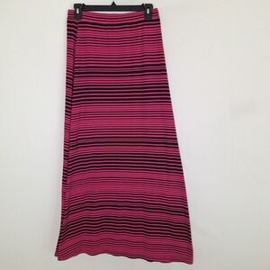 Y2K 2000S Retro McBling Soft Grunge Mix & Co. M Striped‎ Maxi Skirt Black Pink